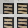 thumbnail image 6 of SICOTAS 56.85" 6 Drawer Tall Dressers,Rattan Dresser with Large Storage Space Boho Dressers & Chests of Drawer Wooden Dressers for Bedroom,Black Oak, 6 of 9