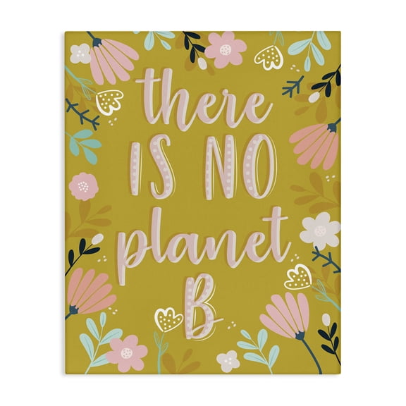 Stupell Industries Eclectic No Planet B Floral Border Illustration Canvas Art, 16 x 20, by Angela Nickeas