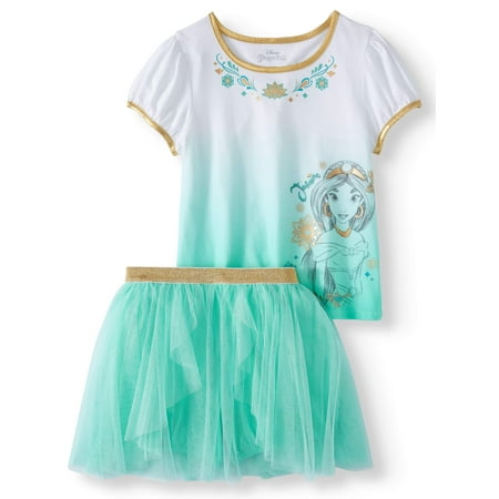 Princess Jasmine Tee and Blouson Foil Mesh Skort, 2-Piece Outfit Set (Little Girls & Big Girls)