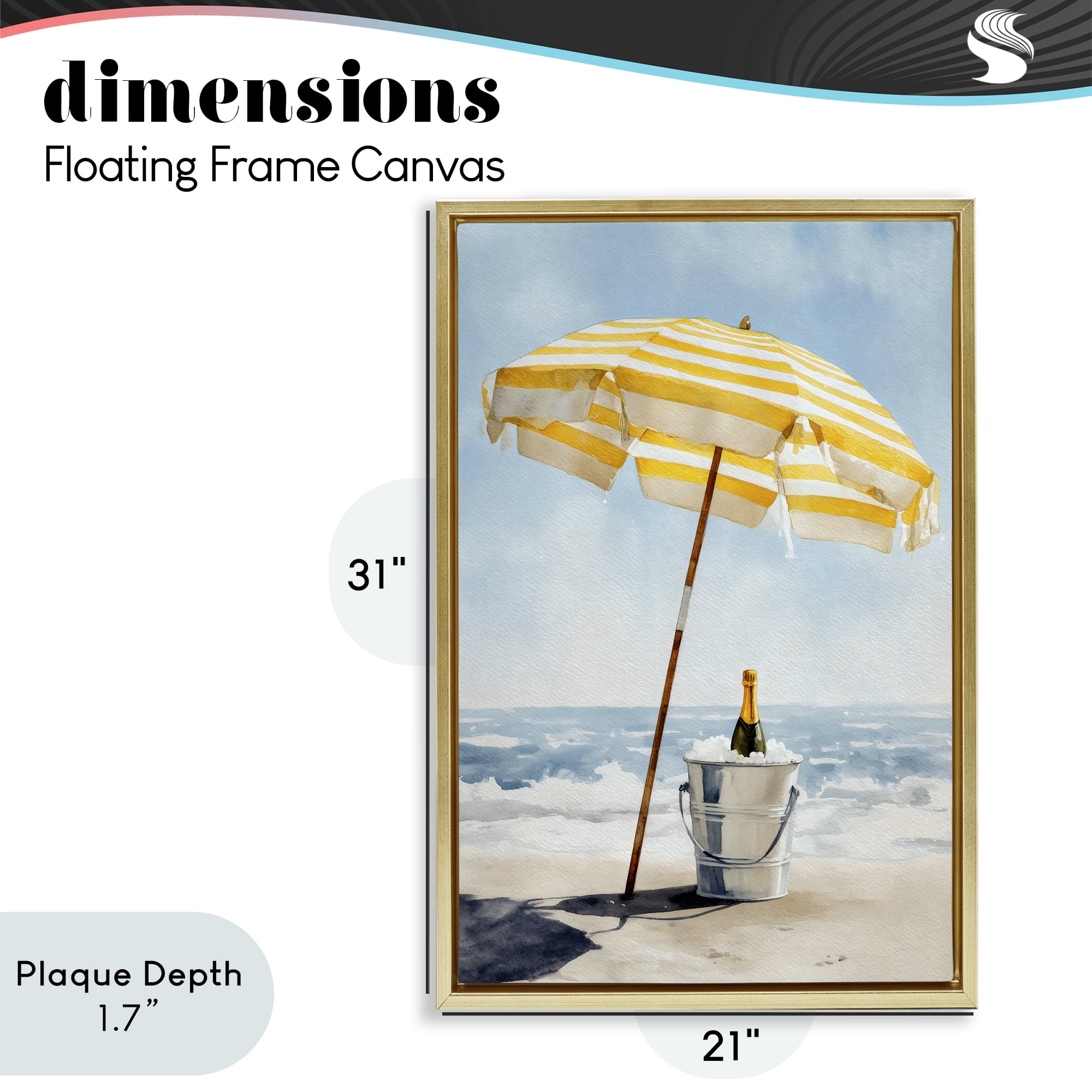 Stupell Industries Sunshine Celebration at Seaside Gold Framed Floater Canvas Wall Art, design by Petal Prints Design