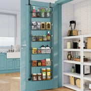 Aertyole 6-Tier Over the Door Pantry Organizer, Heavy-Duty Metal with 6 Baskets, Hanging Storage and Organization for Kitchen, Spice Rack (6x4.72 Width Baskets, Black)