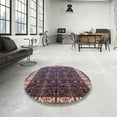thumbnail image 4 of Ahgly Company Machine Washable Indoor Round Industrial Modern Purple Lily Purple Area Rugs, 5' Round, 4 of 7