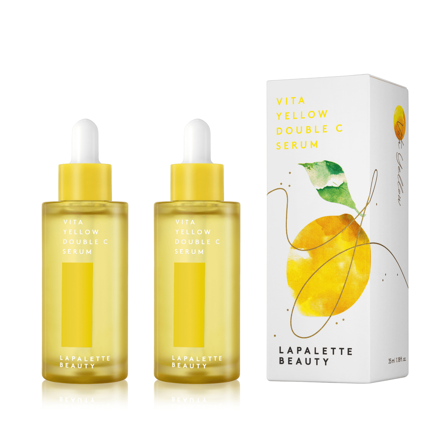 Lapalette Beauty Vita Yellow Double C Serum 2-Pack – Brightening Vitamin C Serum for Radiant Skin (35ml x 2)