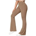 thumbnail image 2 of Brqkzdu Ribbed Flared Leggings for Women Tummy Control High Waist Yoga Pants Stretchy Bell Bottom Trousers Running Athletic Workout Bootcut Leggings, 2 of 6