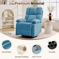 thumbnail image 7 of GEEYOO Swivel Rocker Recliner Chair for Adults,360°Swivel Nursery Recliner with Side Pockets,Small Recliner Chair for Small Spaces for Living Room,Linen,Blue, 7 of 7