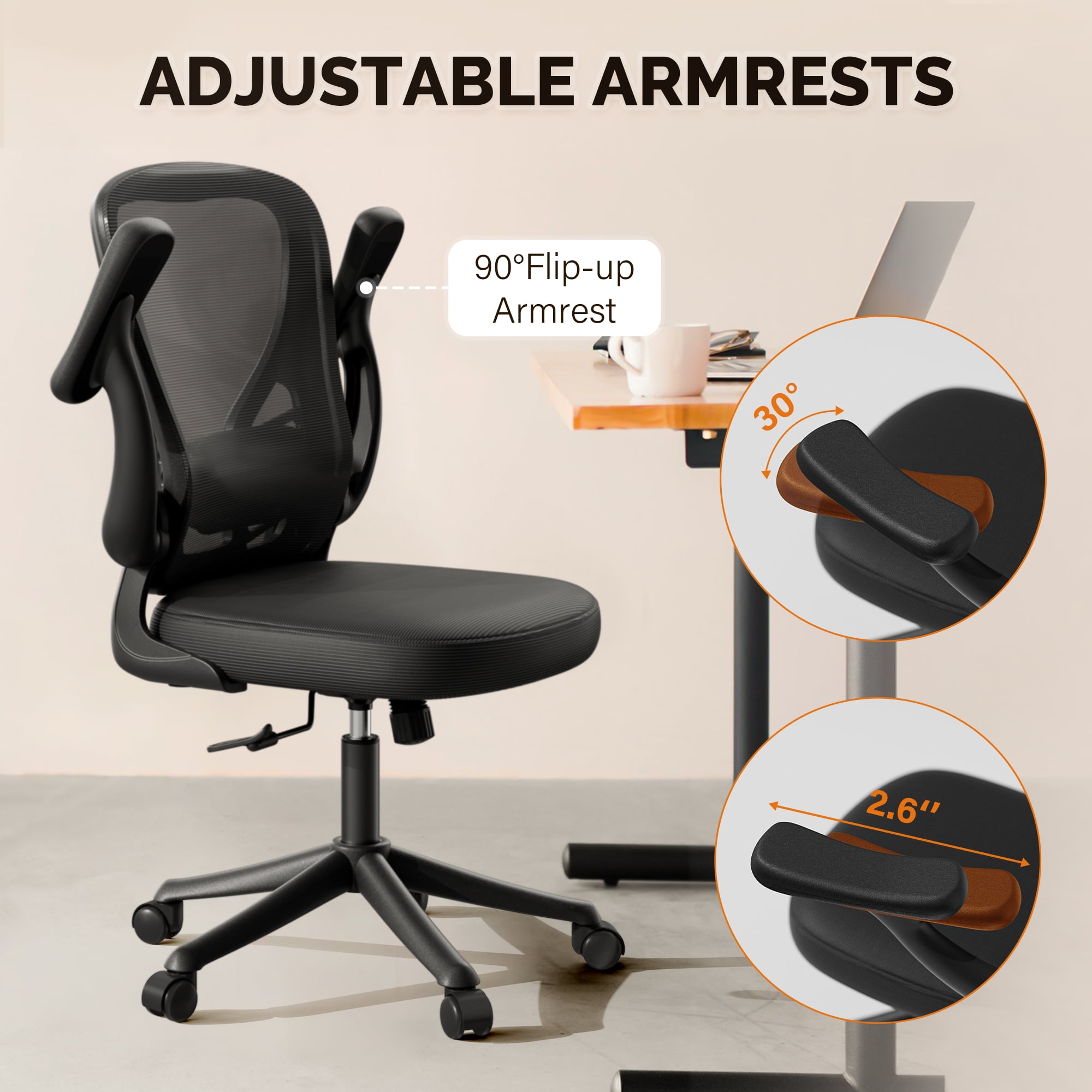 iooHug Ergonomic Mesh Office Chair, Computer Desk Chair with Adjustable Lumbar Support and 3D Armrests, Swivel Task Chair for Home Office, Black