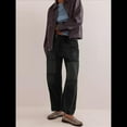 thumbnail image 4 of Pantalones Vaqueros Holgados de para Mujer, de Tiro Bajo, con Parches y Pernera y Bolsillos. Negro L, 4 of 7