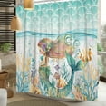 thumbnail image 2 of Mermaid Shower Curtain Kid Shower Curtain with Hooks,Teal Blue Ocean Coral Nautical Underwater World Coastal Bathroom Decor,60"x72", 2 of 5
