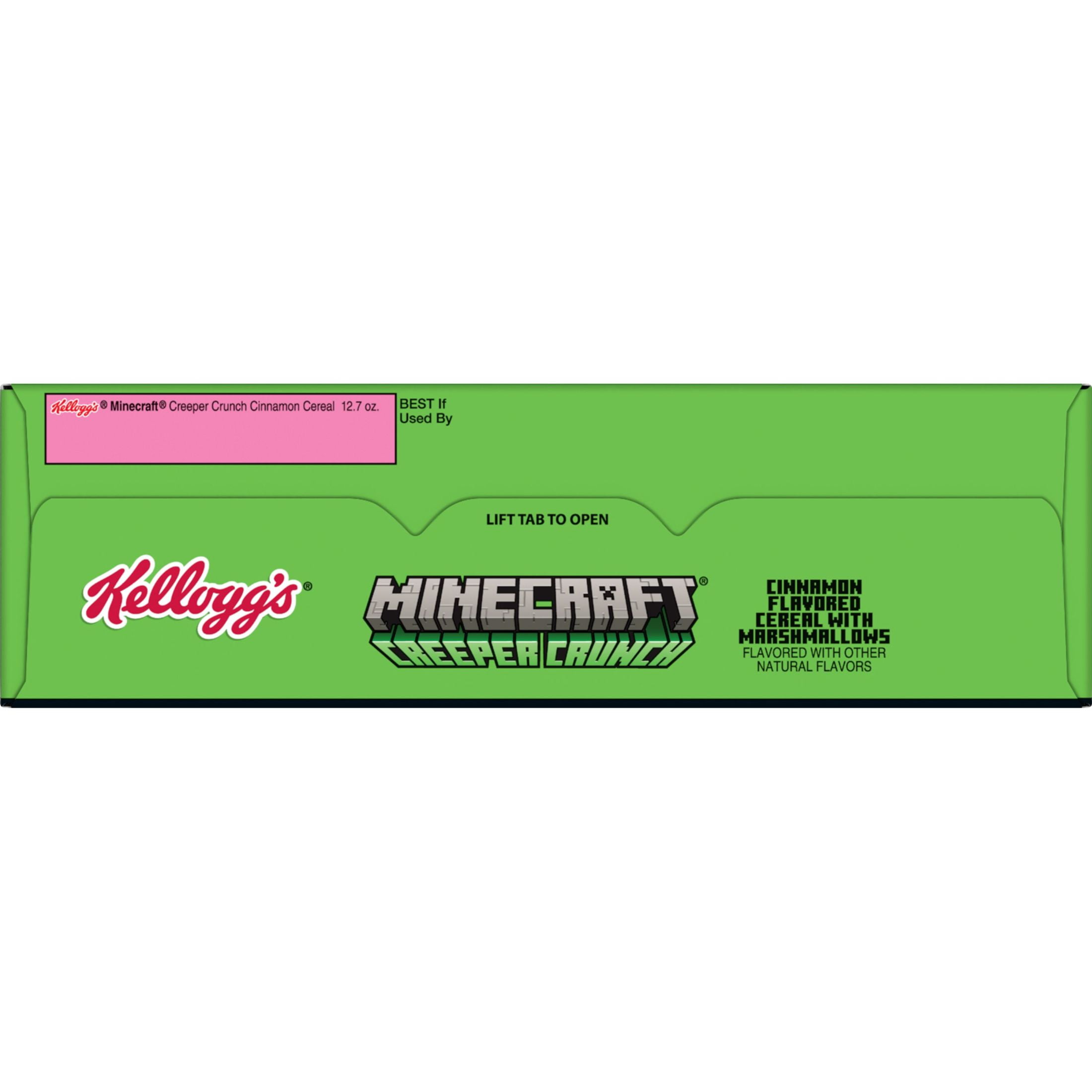 Kellogg's Minecraft Creeper Crunch Breakfast Cereal, Kids Cereal, Family Breakfast, Family Size, Cinnamon with Marshmallows, 12.7oz Box (1 Box)