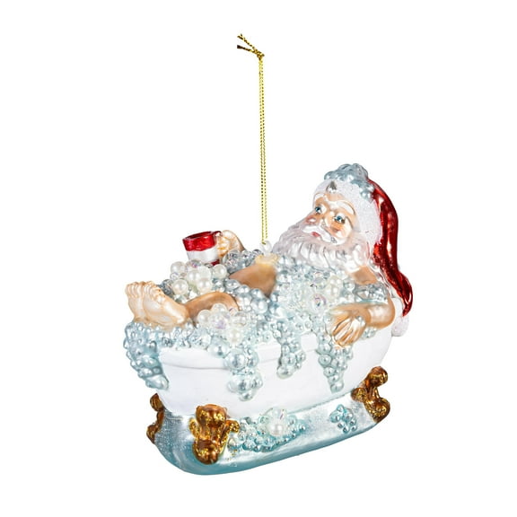 Christmas Vacation Ornament Santa in Bathtub Glass, 5.25"L