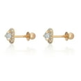 thumbnail image 2 of AVORA 14K Yellow Gold April Birthstone in Simulated Diamond CZ Halo Heart Stud Earrings, 2 of 6