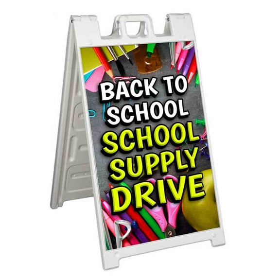 Back to School Supply Drive (24" X 36") Standard A-Frame Signicade, Includes Decal Applied To Stand