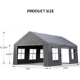 thumbnail image 2 of Hellone Carport 13'X20' Heavy Duty Steel Canopy Adjustable & Portable Garage with 3 Roll-Up Ventilated Side Doors & 5 Windows for Truck Boat Car, Gray, 2 of 8