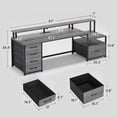 thumbnail image 2 of SEDETA Home Office Desk with LED Lights & Power Outlet, 66" Computer Desk with 5 Drawer and Storage Shelves, Gaming Desk with Printer Cabinet and Monitor Stand, Grey, 2 of 8