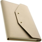 PU Leather Cover Journal, A5 Sized, with Refillable Lined Notebook, Card Slots, Pen Holder & Pocket, Gold