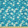 thumbnail image 2 of Ambesonne Floral Fabric by the Yard Microfiber, Blossoming Magnolia Branches, 1 Yard, Sky Blue Indigo and White, 2 of 2