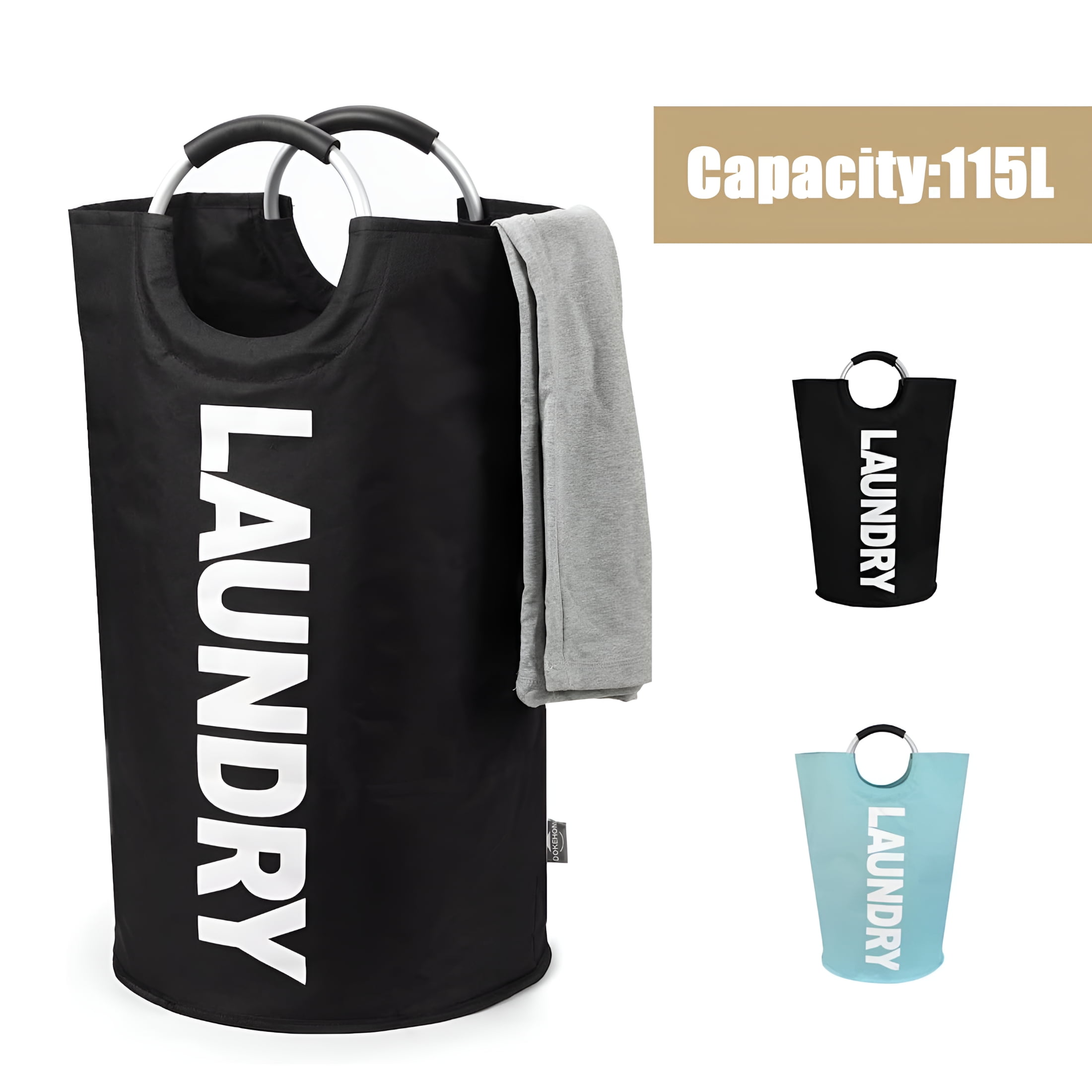 GASTROPOD 2026 New 115L X-Large Laundry Basket,Collapsible Fabric Laundry Bag,Tall Laundry Hamper Waterproof for Dirty Clothes Baskets,Washing Storage Bins Tote Bag,16.5" D × 31" H,Black