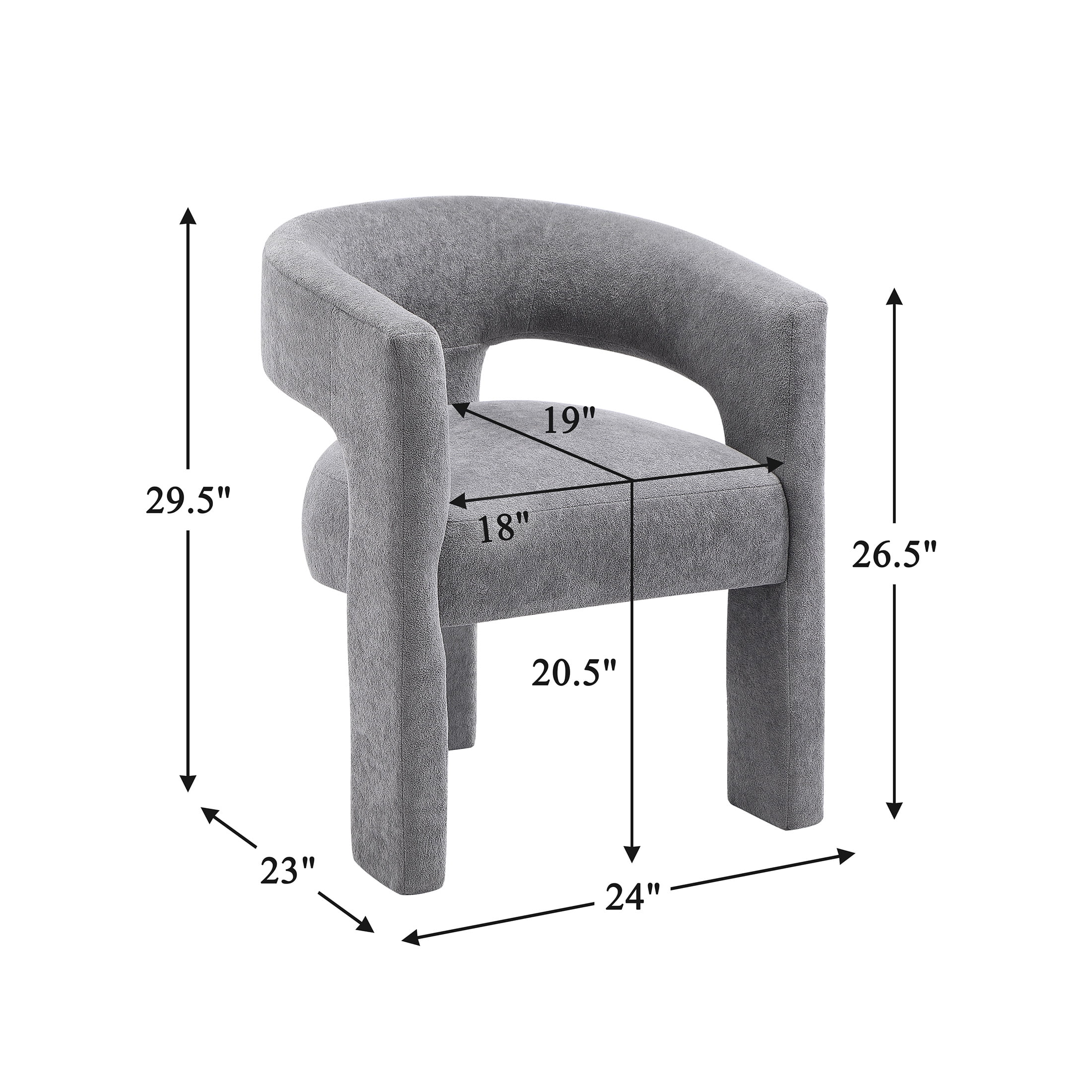 OakvillePark Kora Modern Boucle Dining Chairs, Dark Gray (Set of 2)