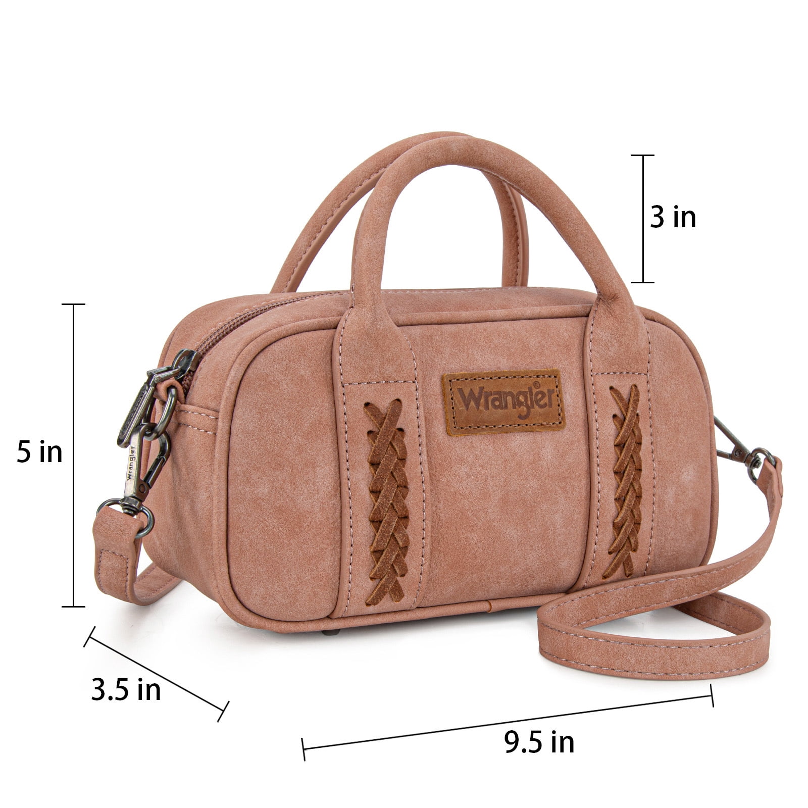 Wrangler Barrel Bag Retro Top Handle Bags with Crossbody Strap Boston Satchel Purse and Handbag Women, Light Pink