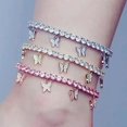 thumbnail image 3 of Bracelet de Cheville Papillon pour Femmes et Adolescentes, Chaîne Tennis à la Cheville Plaquée Or 18K / Or Blanc avec Incrustation de Strass et Rallonge, 3 of 7