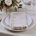 thumbnail image 4 of Fringed Raw Edge Pure French Linen Napkins (Set of 4) - 20'' x 20" - Natural Linen, 4 of 7