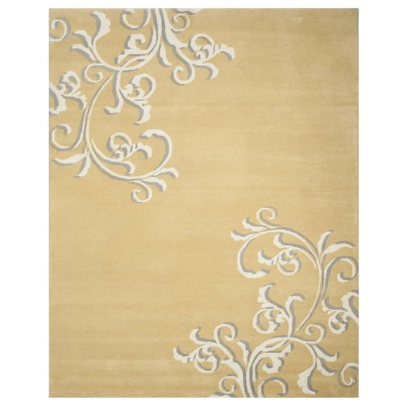 SAFAVIEH Martha Stewart Avalon Vine Floral Wool Area Rug, Soft Yellow, 5' x 8'