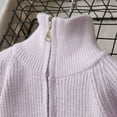thumbnail image 5 of KHONTS Girls Sweater Cardigan Uniform Zip up Knit Turtleneck Fall Kids Jacket with 2 Pockets, Sizes 6-14 Years Purple 140, 5 of 8