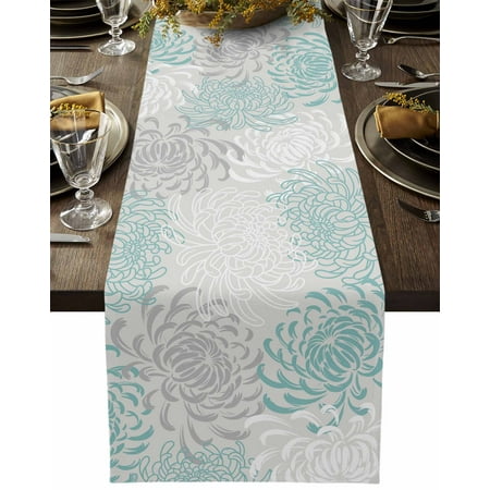 

Country Ombre Blossom Floral Table Runners 13x36 Inches Long Linen Burlap Table Runner Abstract Floral Texture Table Cover Dresser Scarf for Kitchen Dining Holiday Party Wedding Gathering