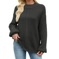 thumbnail image 3 of Women's Sweaters Pullover Cropped Casual Knit Y2K Trendy Summer Concert Clothing Women's Knit Pullover Sweater Casual Loose Fit Semi High Neck Solid Color Basic Top For Fall Winter Comfort Wear, 3 of 8