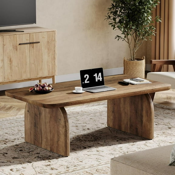 Tribesigns Rectangle Coffee Table, 47-Inch Wood Rectangular Living Room Table