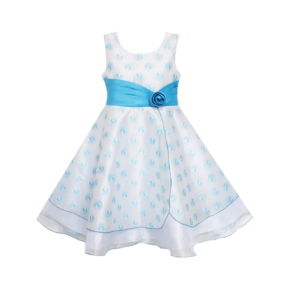 Girls Dress Wedding Gown Tulle Flower Ball With Lace Blue 4