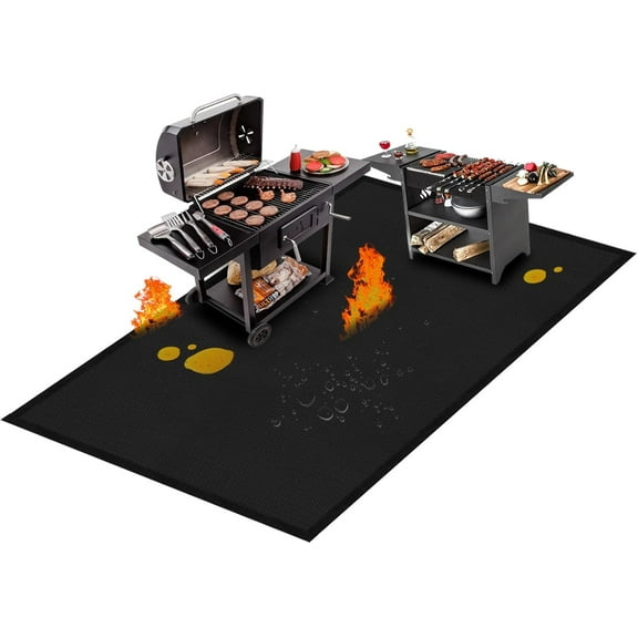 65 x 48 inches Under Grill Mats for Outdoor Grill, Double-Sided Durable Non-Slip Fireproof Mat, Reusable Heat Resistant Mat for Under BBQ, Fit Patio, Grass, Fireplace