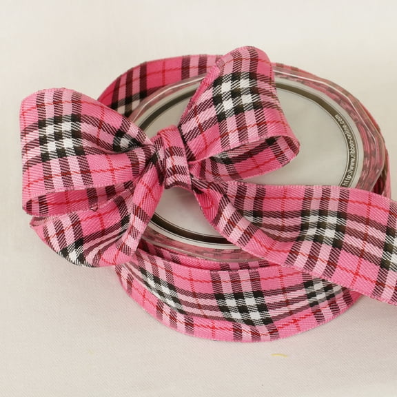 The Ribbon People Plaid Rose-Burry Woven Taffeta Wired Craft Ribbon 0.5" x 27 Yards