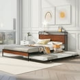 thumbnail image 3 of Queen Size Metal Platform Bed Frame with Trundle, Slats Foundation with Headboard and USB Ports, Nox Box Spring Needed for Adults Teen, 3 of 12