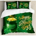 thumbnail image 3 of Ambesonne Celebration Duvet Cover Sets, Irish Pot of Gold, 2-Queen, Yellow and Emerald, 3 of 7