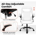 thumbnail image 5 of CRXX Office Desk Chair Executive Computer Ergonomic PU Leather Mid-Back Gaming Chair with Wheels Adjustable Flip-up Armrest Swivel for Home, Bedroom, Study (White), 5 of 8