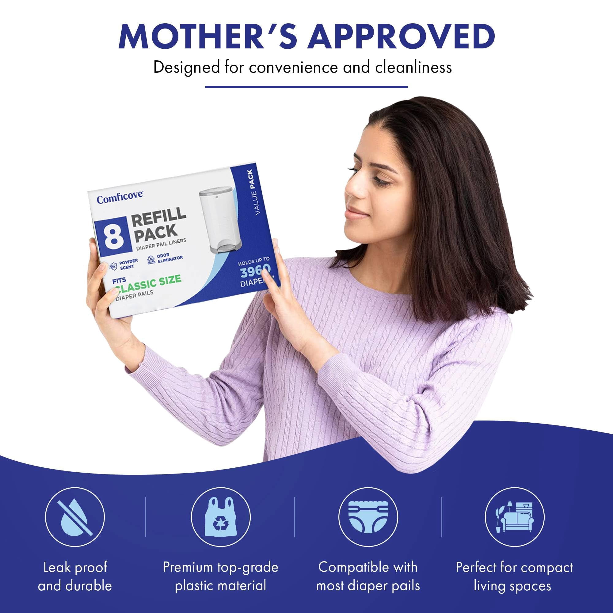 COMFICOVE Refills Compatible with DEKOR CLASSIC Diaper Pails  8 Pack  Extra Thick Diaper Pail Refill Liners  Fresh Scent  Easy to Replace and Dispose of Diaper Bag  Odorless Baby Diapers Disposal