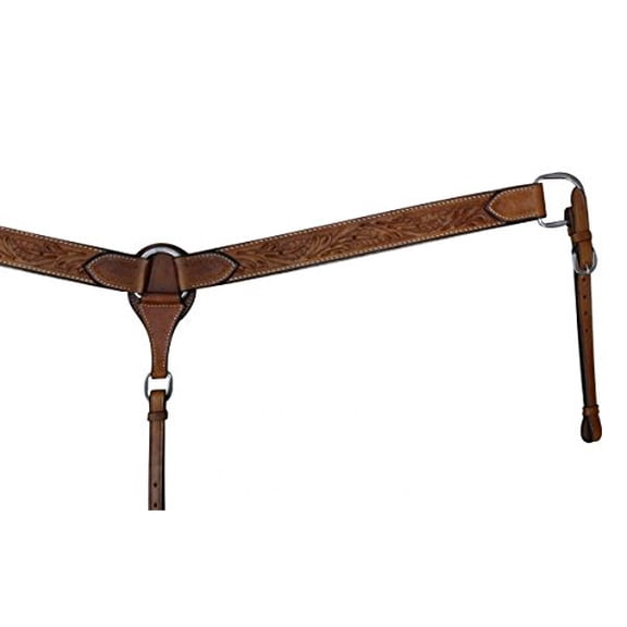 Showman Double Stitched Leather Breast Collar w/ Floral Tooling
