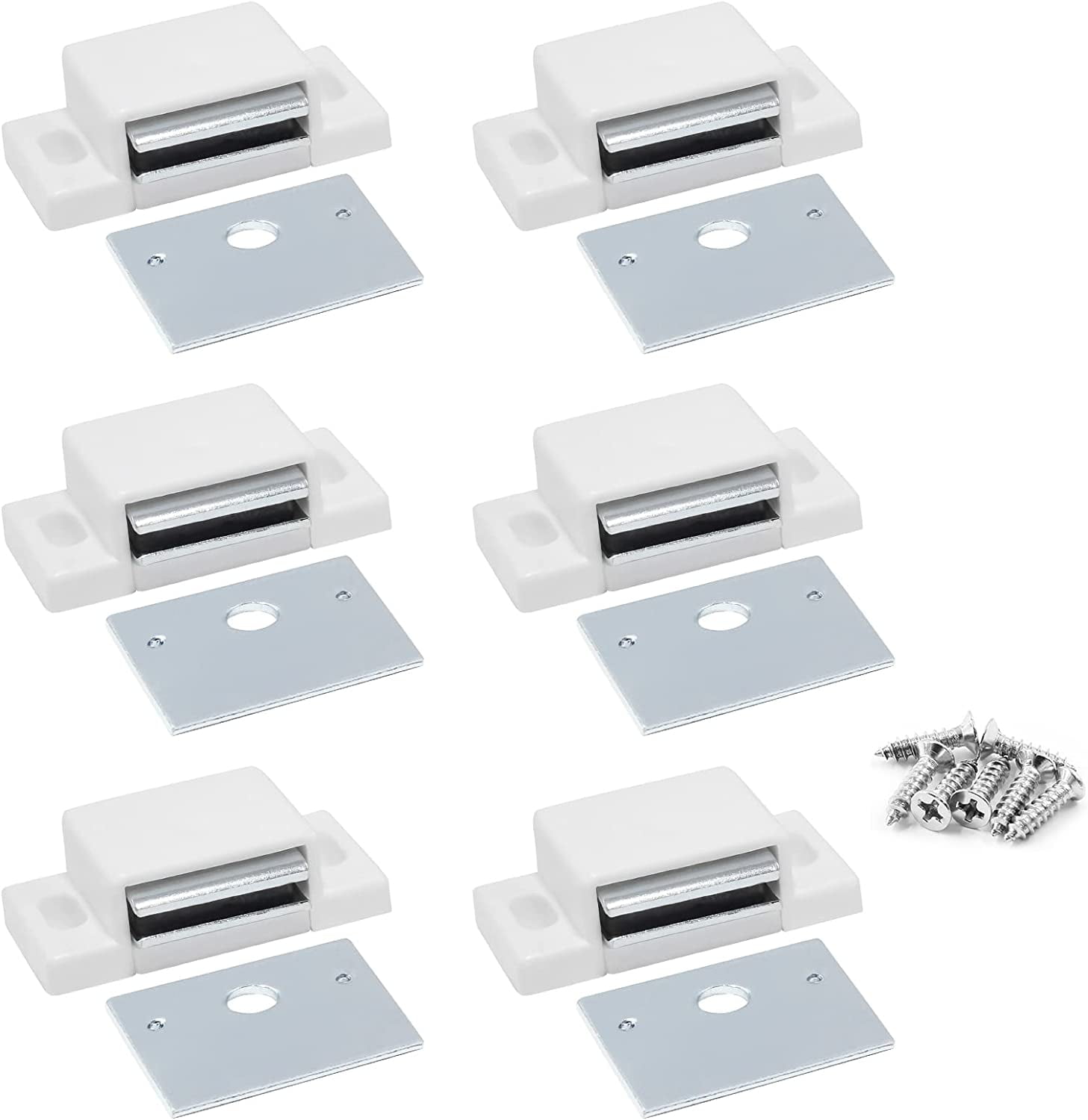 6 PCS Door Catch,Single Catch White15lb High