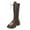 C Brown, variant on HAOTAGS Mid Calf Boots for Women, Round Toe Thick Heel Casual Lace Up Boots Brown 5.5