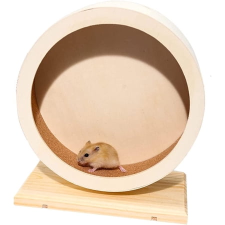 Hamster Wooden Silent Wheel, Small Animal Exercise Wheel Accessories, Quiet Spinner Hamster Running Wheels Prevent Depression Toys for Hamsters, Gerbils, Mice and Other Small Pets (S)