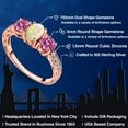 thumbnail image 2 of Gem Stone King 18K Rose Gold Plated Silver 3-Stone Ring Oval/Cabochon White Ethiopian Opal and Vivid Pink Moissanite (1.63 Cttw, Size 9), 2 of 6