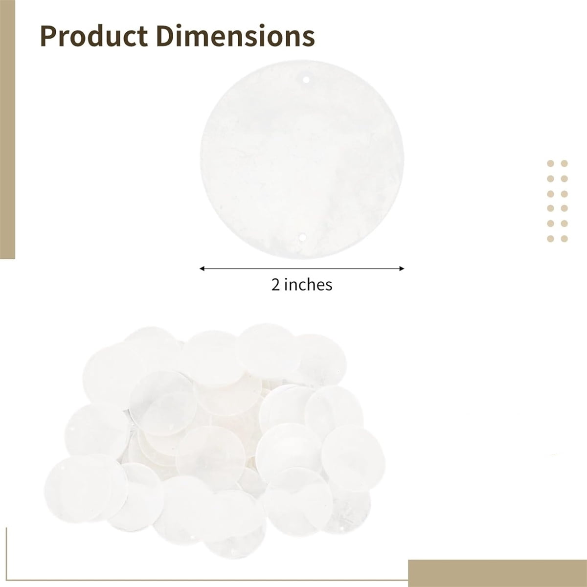 QZS Durable Shells Decor,2In Round Natural Shells with 2 Holes for Curtain,Set of 60,Portable DIY Decor for Garland,Craft,Wedding,Home