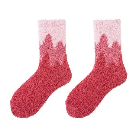 

Yinguo Womens Fuzzy Socks Slipper Winter Fluffy Cabin Warm Soft Coral Comfy Wave Print Mid Socks Home Socks