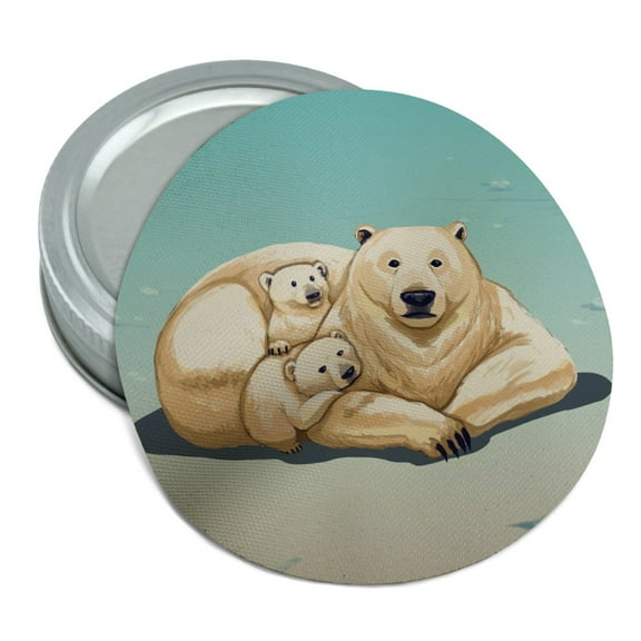 Polar Bear Mom with Cubs Family Round Rubber Non-Slip Jar Gripper Lid Opener