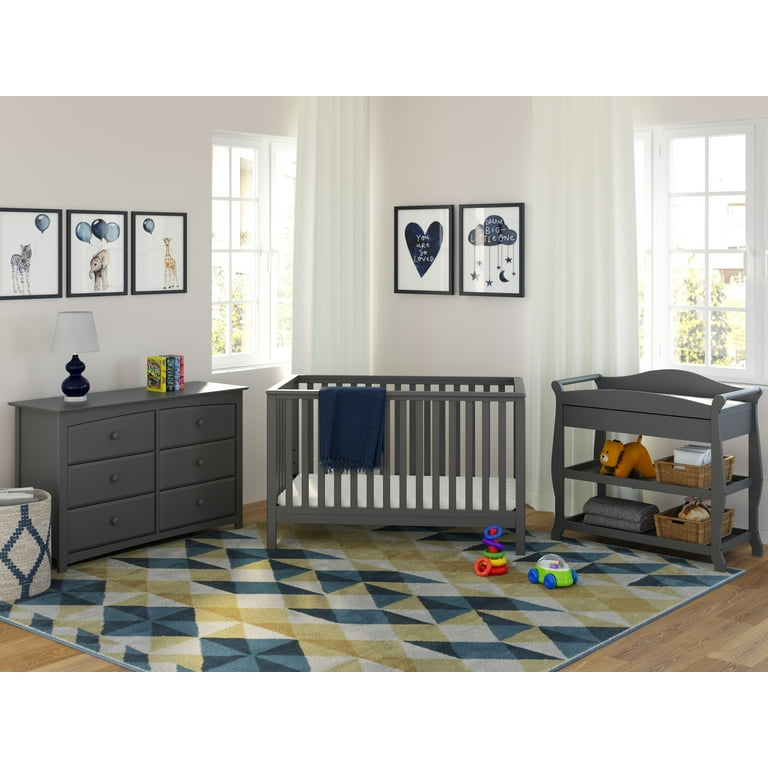 Storkcraft Hillcrest 4-in-1 Convertible Baby Crib, Gray