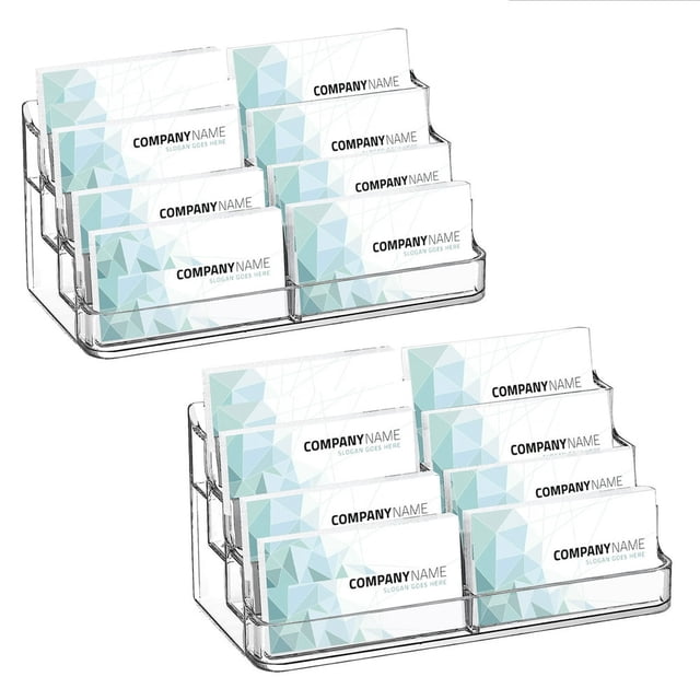CUITING 2PCS Acrylic Business Card Holder for Desk 8 Pocket Multiple Business Card Holders Business Card Stand Business Card Display Holder Clear Plastic Business Card Holder Display