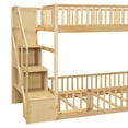 thumbnail image 6 of Harper & Bright Designs Twin Over Twin Floor Bunk Bed with Storage Stairs, Twin Size Wooden Bunk Bed Frame with Guardrail, Natural, 6 of 13