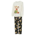 thumbnail image 3 of Elippeo Family Matching Christmas Pajamas, Cartoon Reindeer Print Long-Sleeved Tops + Trousers/Romper Sleepwear Outfits, 3 of 10