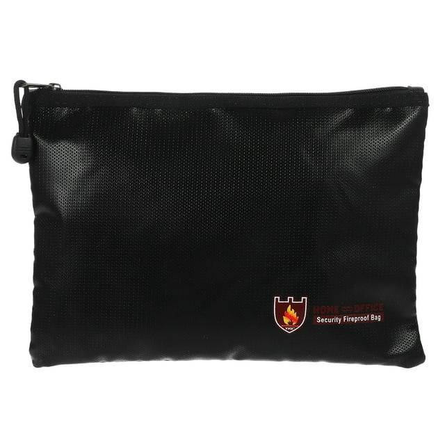CIMAXIC 1Pc Waterproof Valuable Document Bag Fireproof Security File Bag (Black),11.42"X8.07"X0.39"